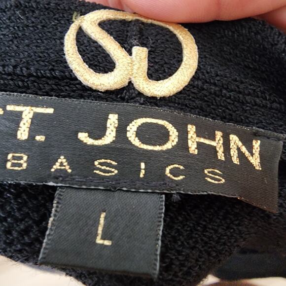 ST. John basic santana Cardigan Sz L padded jacket black short sleeve A34 - Picture 6 of 6